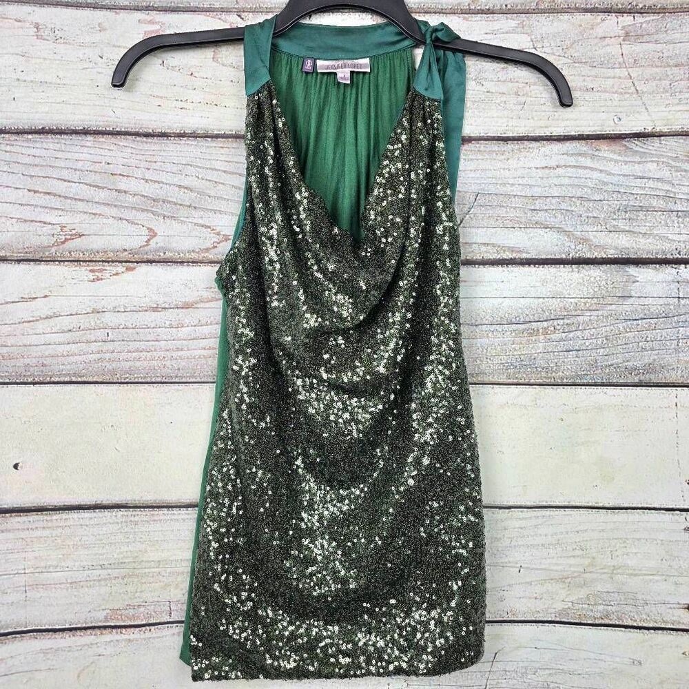 Jennifer Lopez Green Sequin Halter Dress Tie Neck Size S